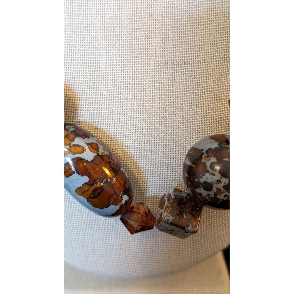 Unique Multi-Shape Gray Brown Mottled Beaded Togg… - image 4